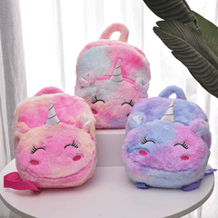 Kids Plush Unicorn Backpack Shoulder School Bag Messenger Bag Coin Purse Wallet
