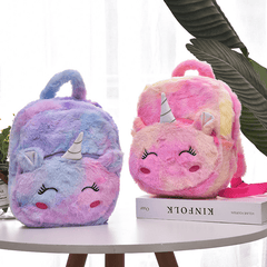 Kids Plush Unicorn Backpack Shoulder School Bag Messenger Bag Coin Purse Wallet