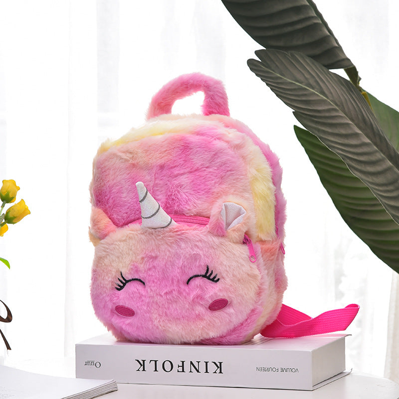 Kids Plush Unicorn Backpack Shoulder School Bag Messenger Bag Coin Purse Wallet
