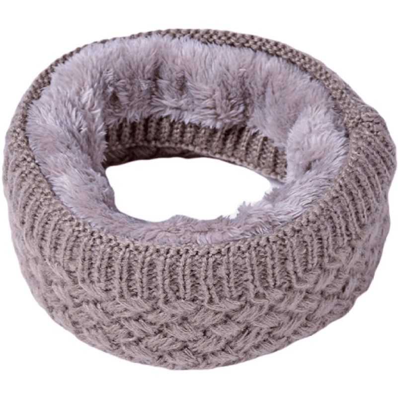 Winter Knitted Muffler For Men Woolen Velvet Thickened Neck Collar