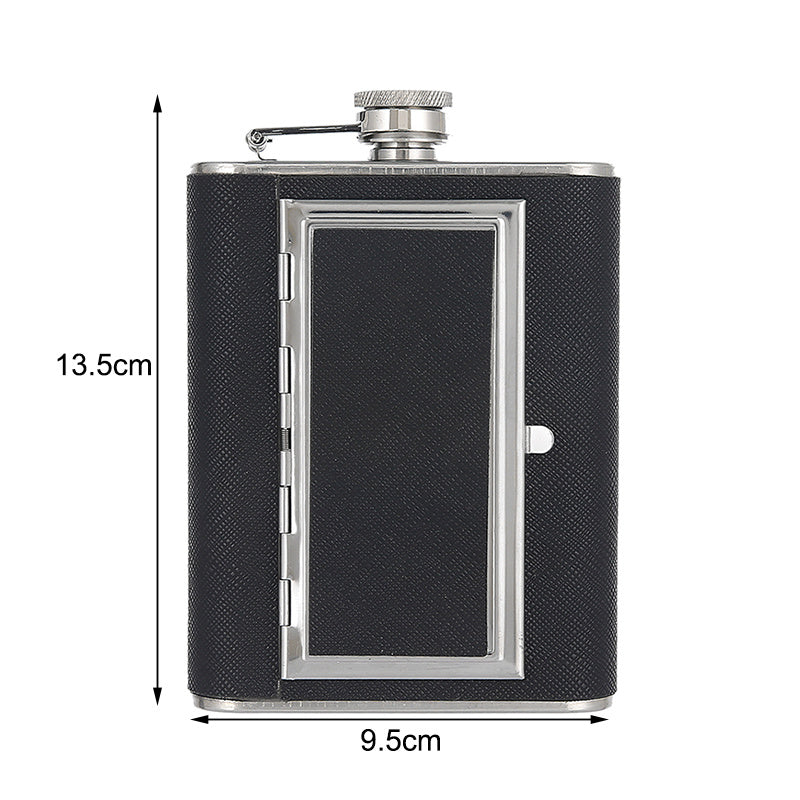 6oz Whiskey Pocket Alcohol Bottle Stainless Steel Cigarette Box Flask