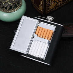 6oz Whiskey Pocket Alcohol Bottle Stainless Steel Cigarette Box Flask