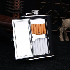 6oz Whiskey Pocket Alcohol Bottle Stainless Steel Cigarette Box Flask