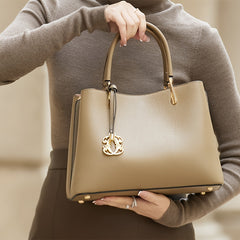 Stylish Top Layer Cowhide Leather Handbag for Middle Aged Mothers