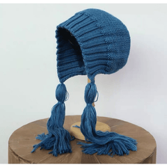 Long Twist Braided Sweater Hat Women's Tassel Knitted Hat Solid Warm Ear Protect