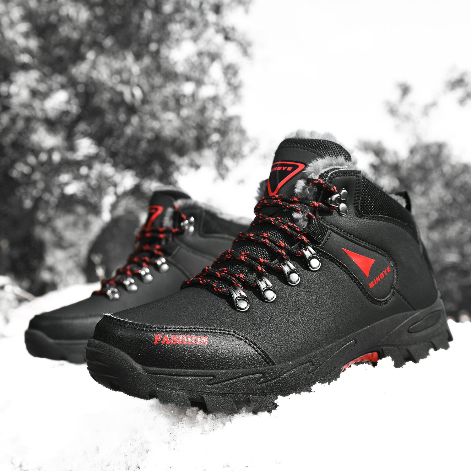 Men's Waterproof Snow Boots Non Slip Fleece Shoes