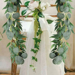 Eucalyptus Garland 28 Ft Silk Rose Vine Wedding Wall Decor