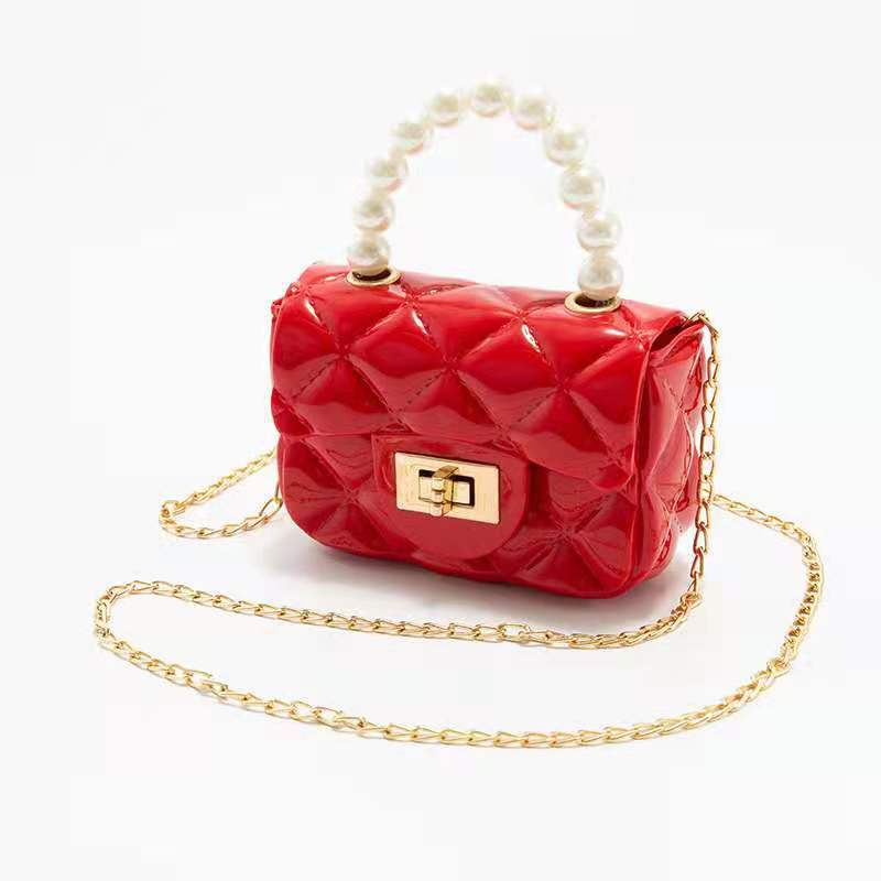 Girls Mini Handbag Crossbody Bag With Faux Pearl Handle