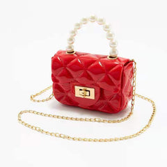 Girls Mini Handbag Crossbody Bag With Faux Pearl Handle