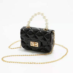 Girls Mini Handbag Crossbody Bag With Faux Pearl Handle