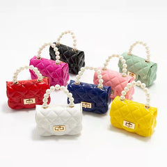 Girls Mini Handbag Crossbody Bag With Faux Pearl Handle