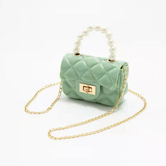 Girls Mini Handbag Crossbody Bag With Faux Pearl Handle