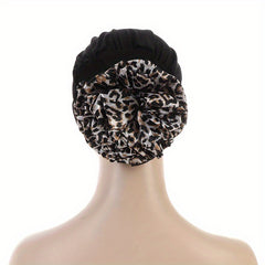 Leopard Print Inner Cap Turban Elastic Underscarf Bonnet Women Head Wrap Hijab