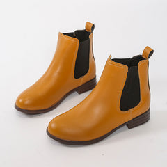 Women's Chelsea Boots PU Leather Ankle Booties Cowboy Mid Calf Boots