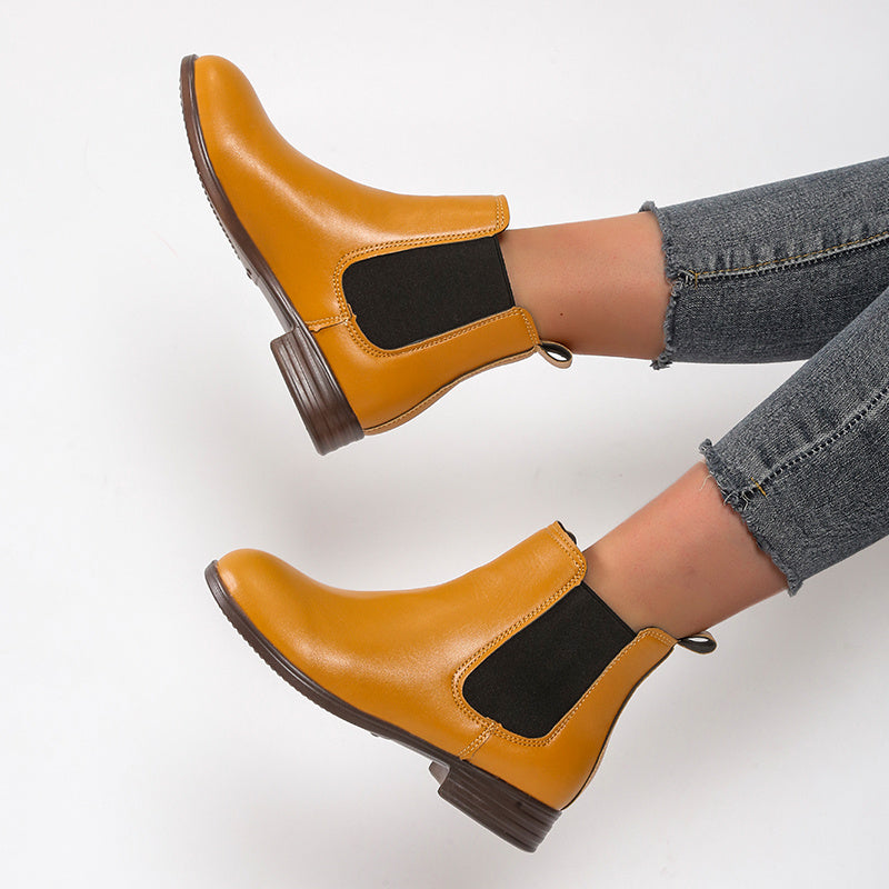 Women's Chelsea Boots PU Leather Ankle Booties Cowboy Mid Calf Boots