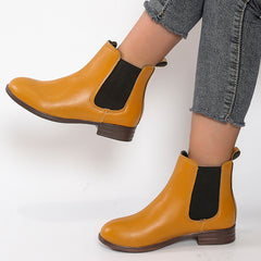 Women's Chelsea Boots PU Leather Ankle Booties Cowboy Mid Calf Boots
