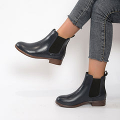 Women's Chelsea Boots PU Leather Ankle Booties Cowboy Mid Calf Boots