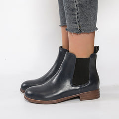 Women's Chelsea Boots PU Leather Ankle Booties Cowboy Mid Calf Boots