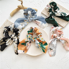 Boho Print Hair Scarf Scrunchies Chiffon Hair Ties Elastic Pack