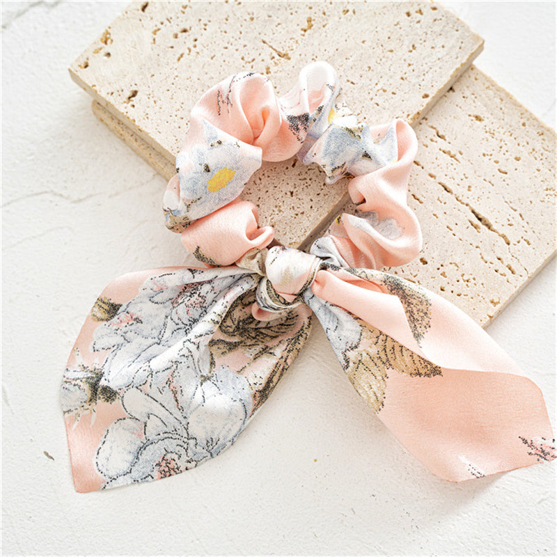 Boho Print Hair Scarf Scrunchies Chiffon Hair Ties Elastic Pack