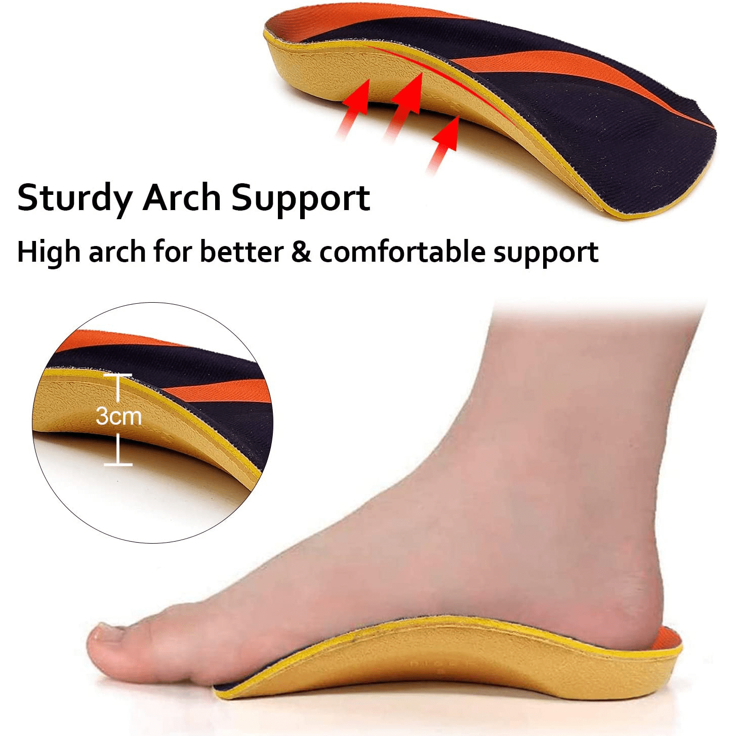 RooRuns Orthotic Arch Support Shoe Inserts - Relieve Foot Pain