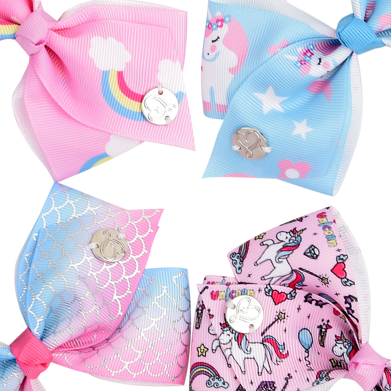 Bow Hair Clip Set 5 Inch 6pcs