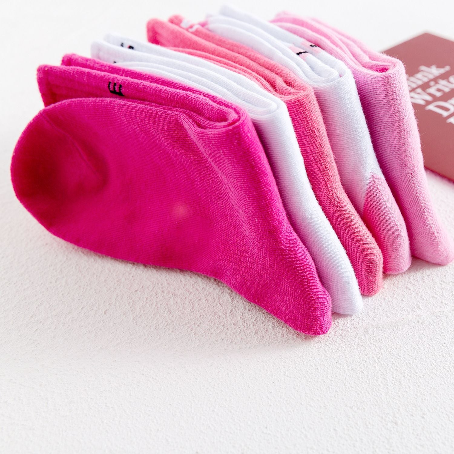 5 Pairs Women's Bubble Pink Letter Pattern Socks