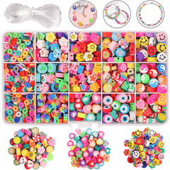 1140 Pcs Polymer Clay Bead Kit Flower Beads Mixed Fruit Spacer Beads Charms