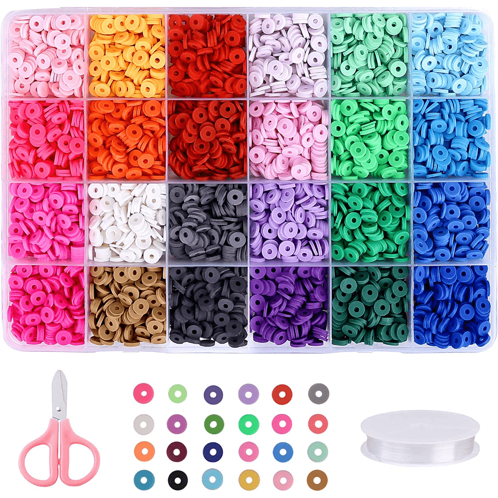 4500pcs Flat Round Spacer Clay Beads Bracelets Earrings DIY Kit