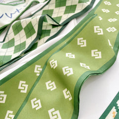 Green Hair Band Long Silk Scarf Women's Printed Decorative Scarf
