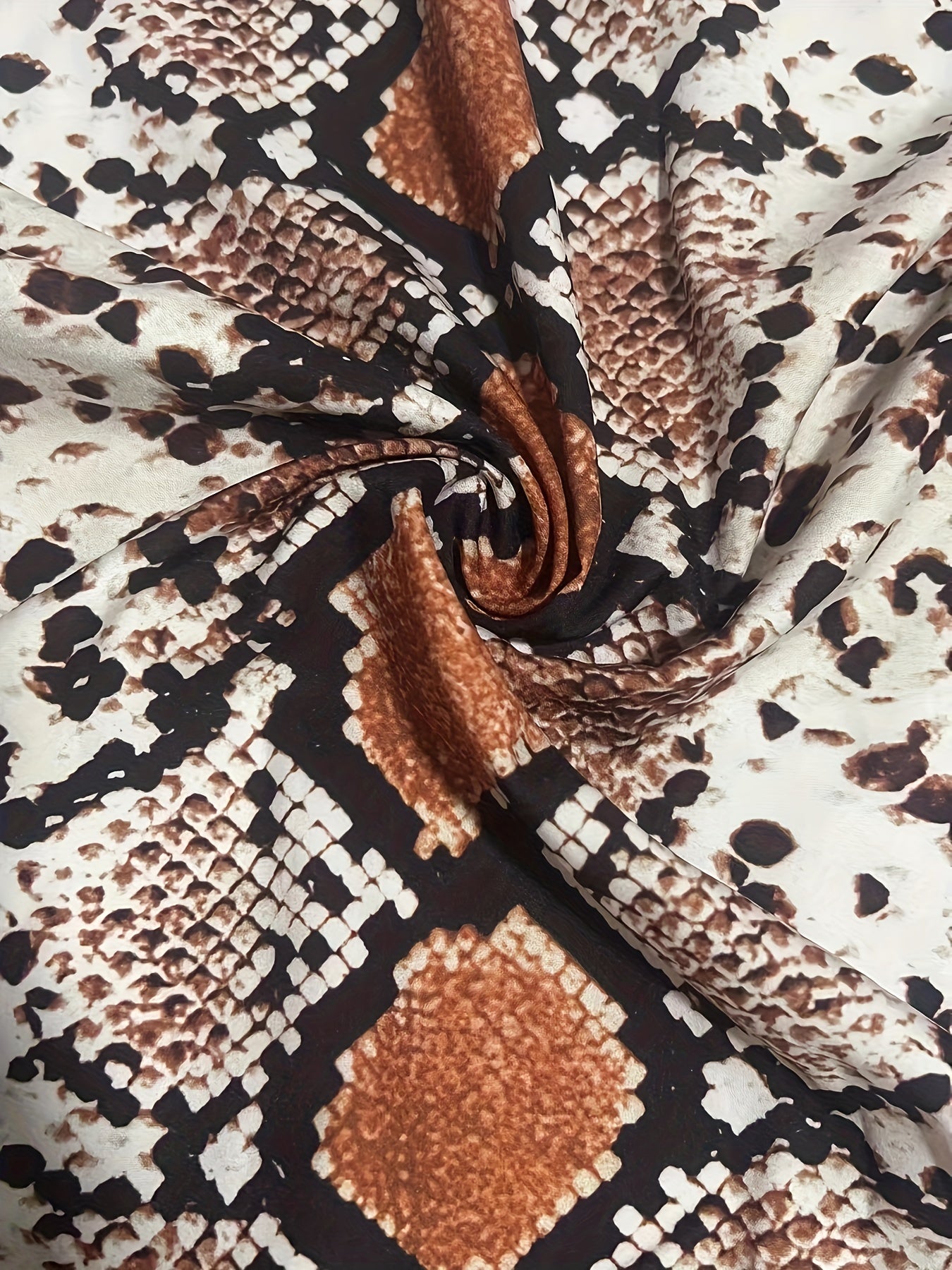 Snake Skin Print Button Up Long Sleeve Blouse