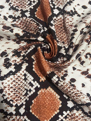 Snake Skin Print Button Up Long Sleeve Blouse