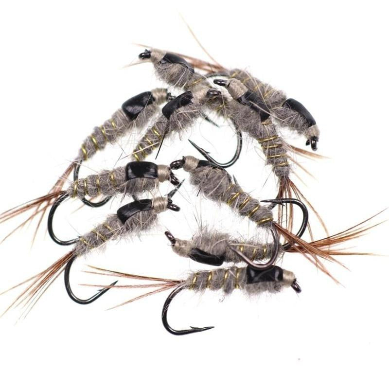 Rabbit Ear Nymph Flies Trout Fishing Lures Freshwater Saltwater Size 10 Hooks