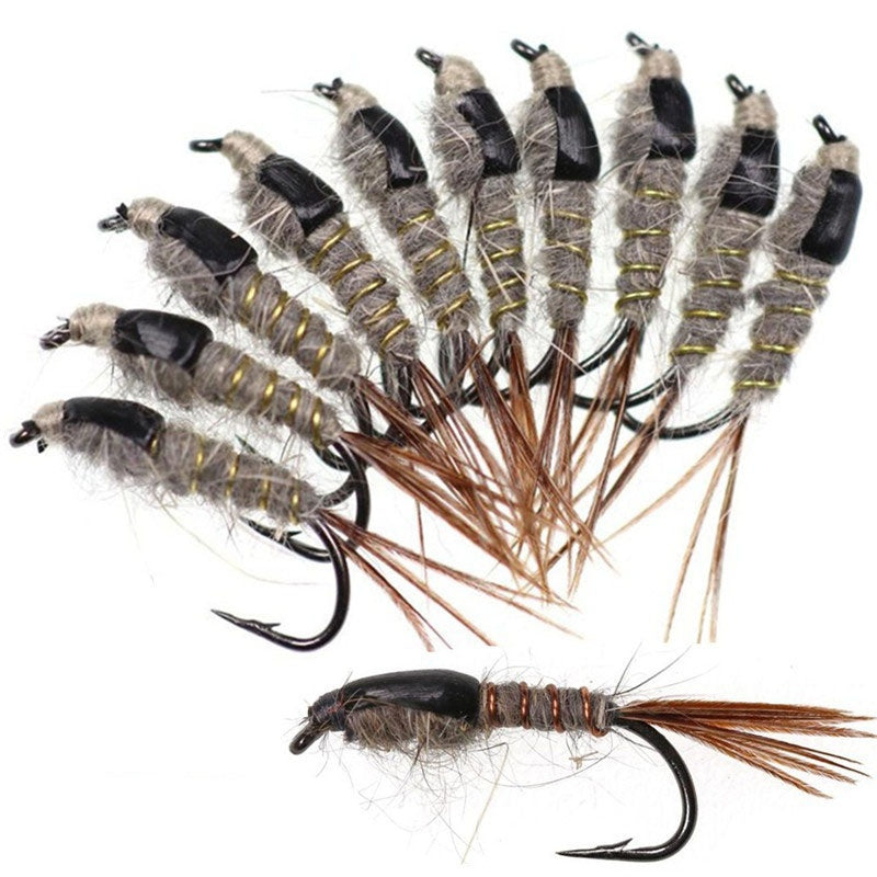 Rabbit Ear Nymph Flies Trout Fishing Lures Freshwater Saltwater Size 10 Hooks