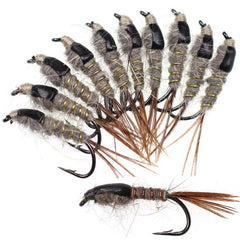 Rabbit Ear Nymph Flies Trout Fishing Lures Freshwater Saltwater Size 10 Hooks