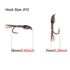 Rabbit Ear Nymph Flies Trout Fishing Lures Freshwater Saltwater Size 10 Hooks