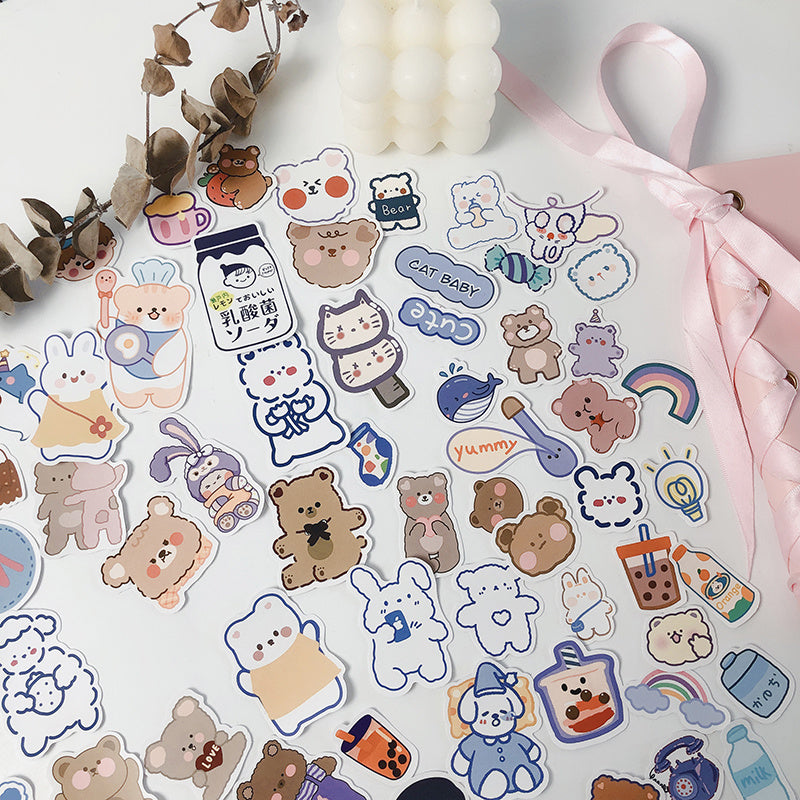 90pcs Bear Girls Stickers Children's Diy Stationery Computer Stickers