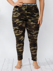 Letter Print High Waist Leggings Women's Plus Skinny Pants