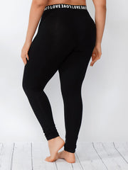 Letter Print High Waist Leggings Women's Plus Skinny Pants