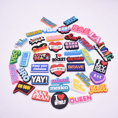 45pcs Phrase Series PVC Sandals Decoration Accessories