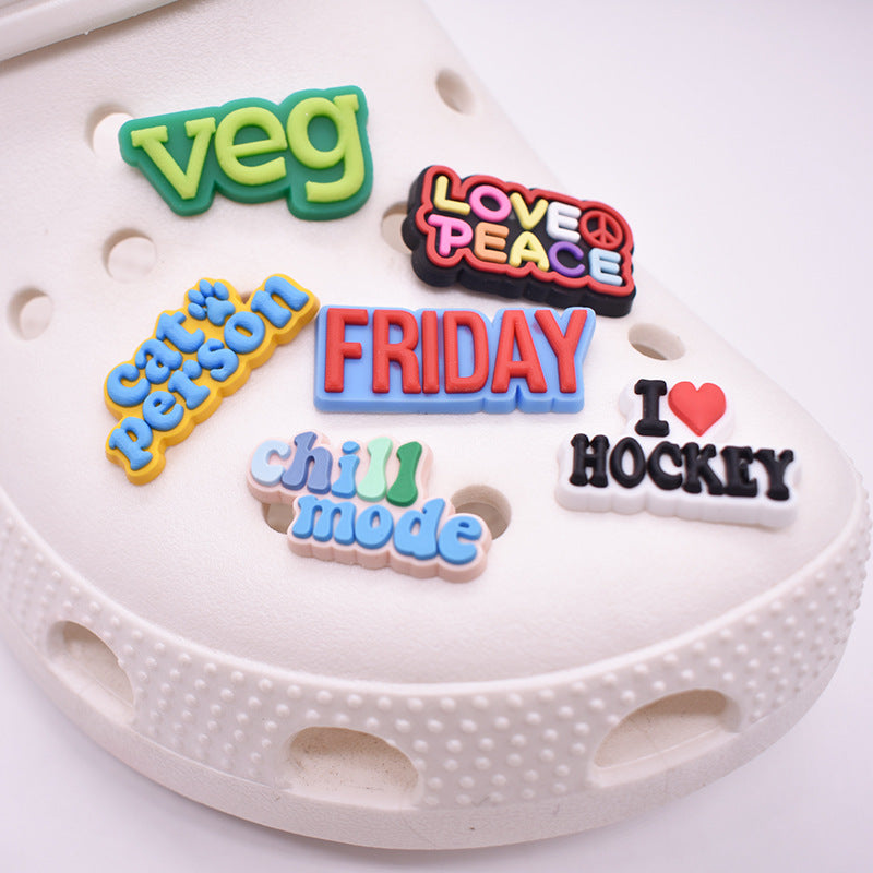 45pcs Phrase Series PVC Sandals Decoration Accessories