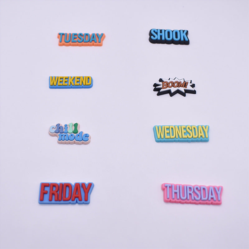 45pcs Phrase Series PVC Sandals Decoration Accessories
