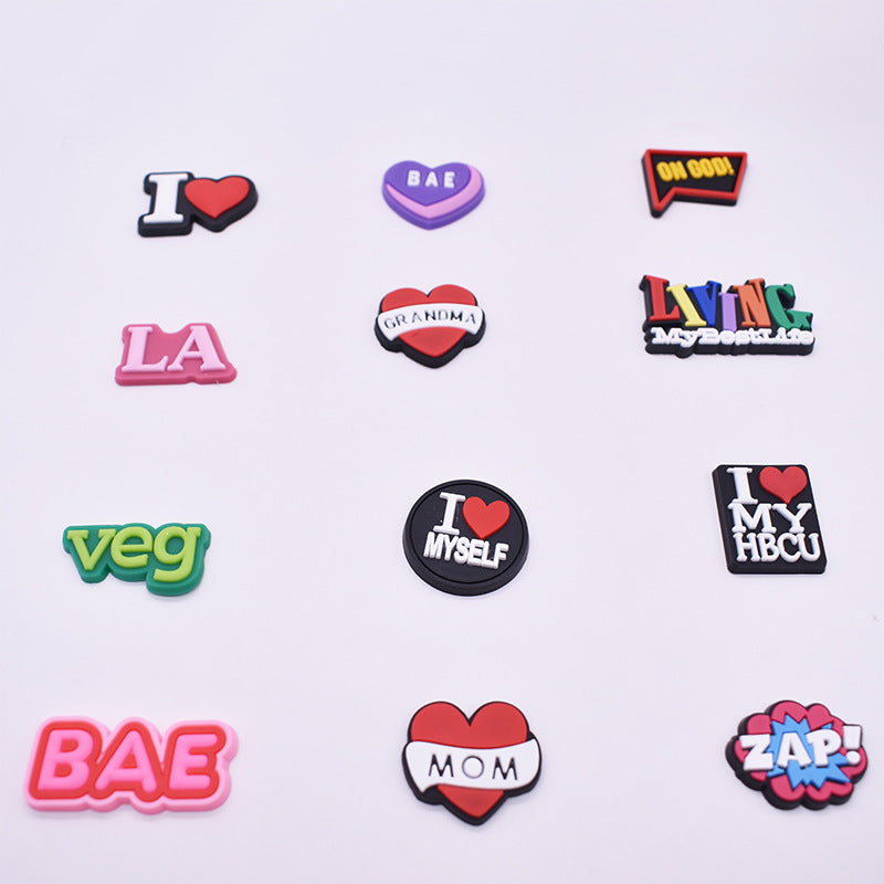 45pcs Phrase Series PVC Sandals Decoration Accessories