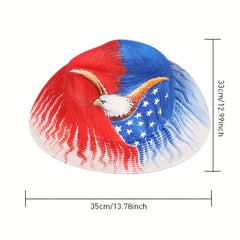 Eagle Hand Painted Straw Hat Red Sun Hat Outdoor UV Protection