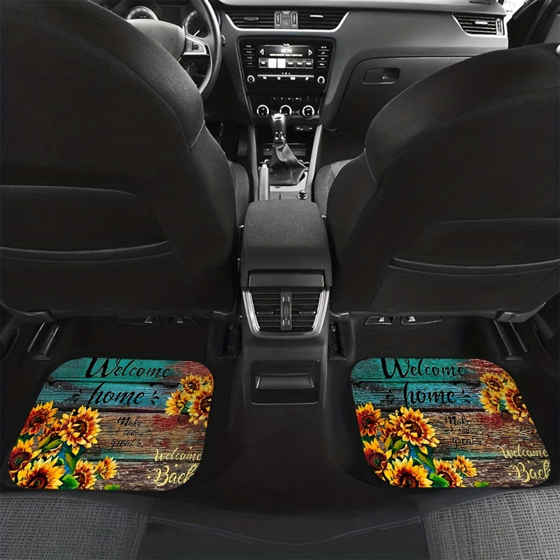 4pcs Sunflower Pattern Car Seat Cover Set, Front & Rear Seat Covers