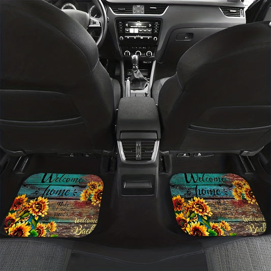 4pcs Sunflower Pattern Car Seat Cover Set, Front & Rear Seat Covers