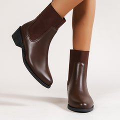 Women's Chunky Heel Chelsea Boots Mid Ankle Boot