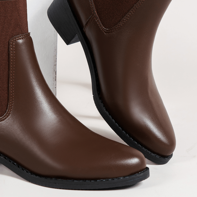 Women's Chunky Heel Chelsea Boots Mid Ankle Boot