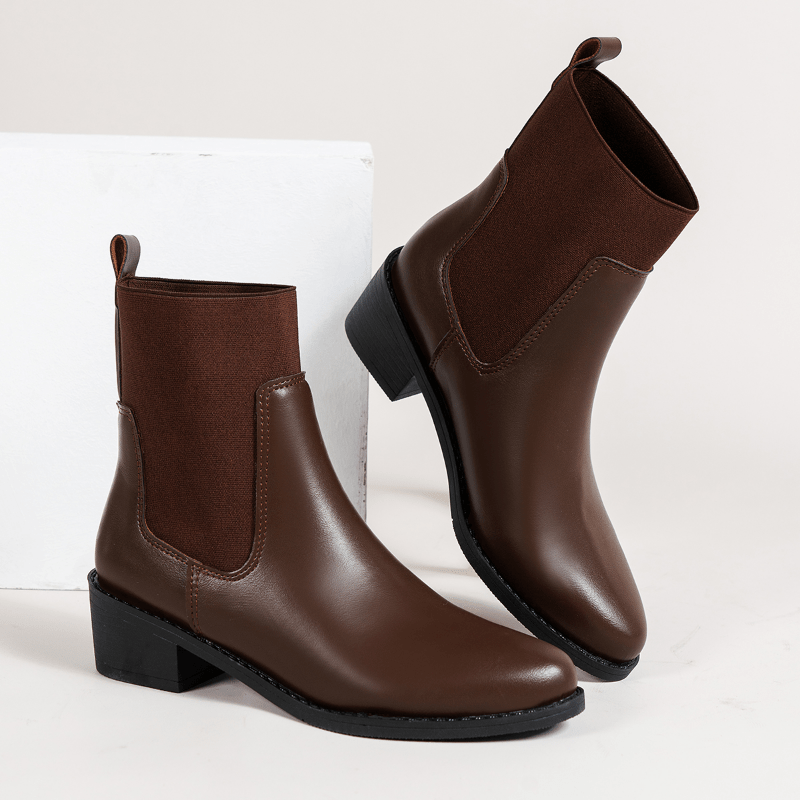 Women's Chunky Heel Chelsea Boots Mid Ankle Boot