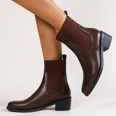 Women's Chunky Heel Chelsea Boots Mid Ankle Boot